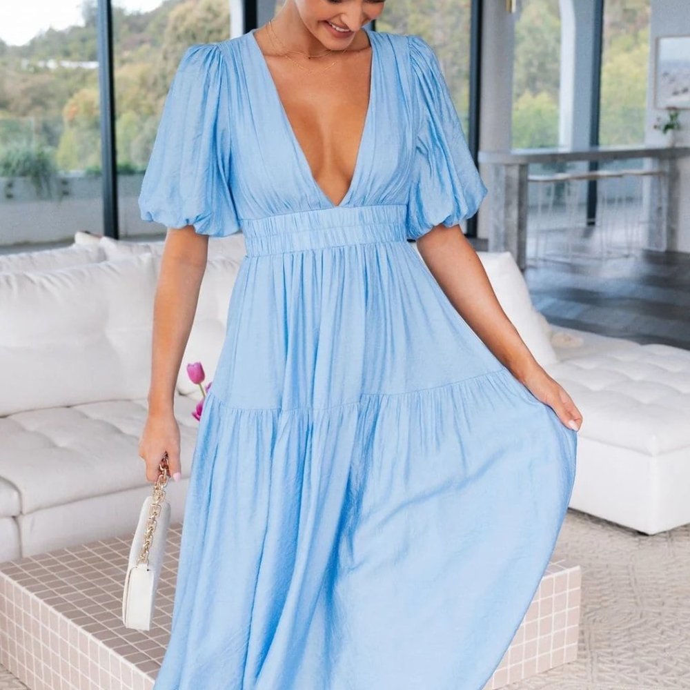 billy j Erin Midi Dress - Blue, UK 10